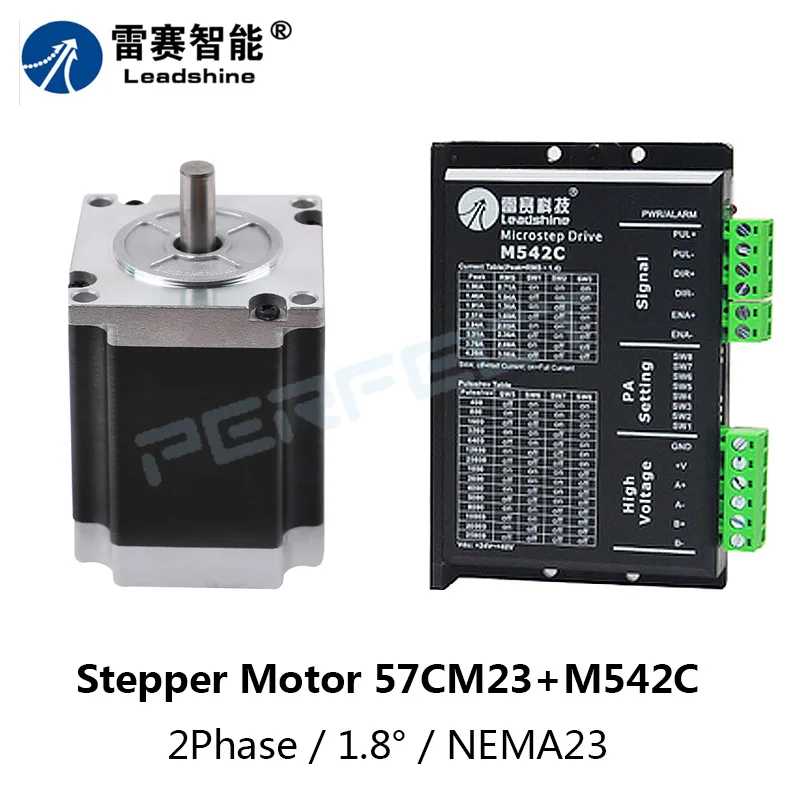 

Leadshine 2 Phase NEMA23 Step Motor 57CM23 + Driver M542C Input Voltage VDC24-48V
