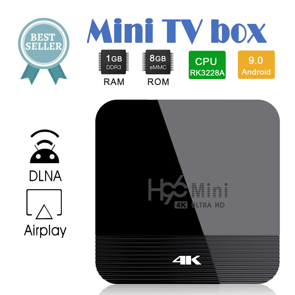 

RK3228A H96 MINI H8 smart tv set top box H.265 Android 9.0 2.4G/5G WiFi Bluetooth 4.0 Youtube Google Player H96 smart tv box