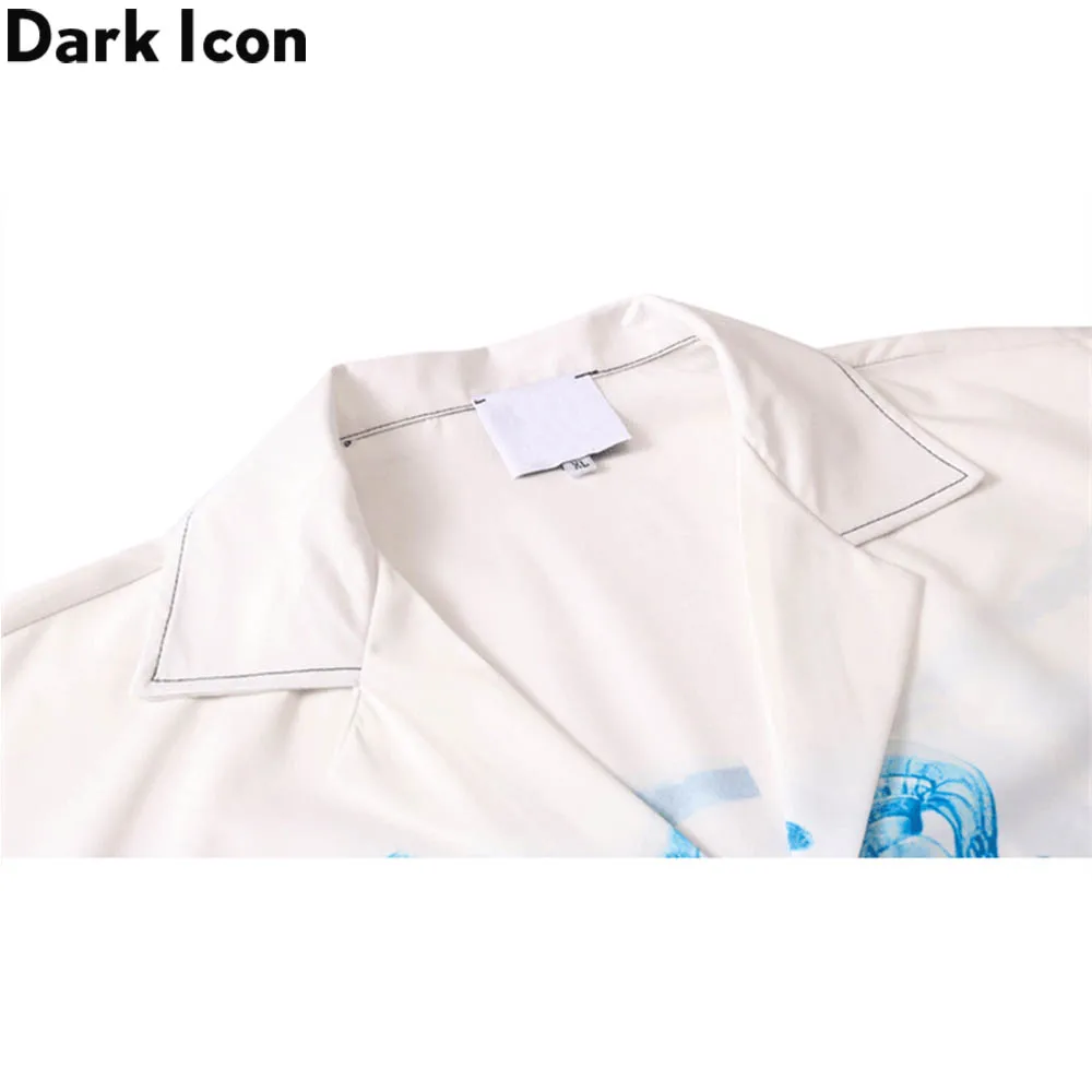 Dark Icon Printed Hawaiian Shirt Men Summer Vintage Polo Shirt Street Fashion Men's Shirts Short Sleeve