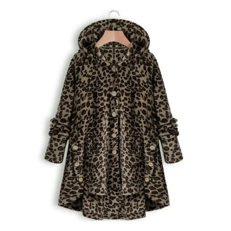 Леопардовая Женская куртка, пальто из искусственного меха для женщин, плюс размер, 5XL, на пуговицах, меховые пальто из искусственного меха, Длинное свободное мягкое пальто из искусственного меха, пальто - Цвет: Leopard1