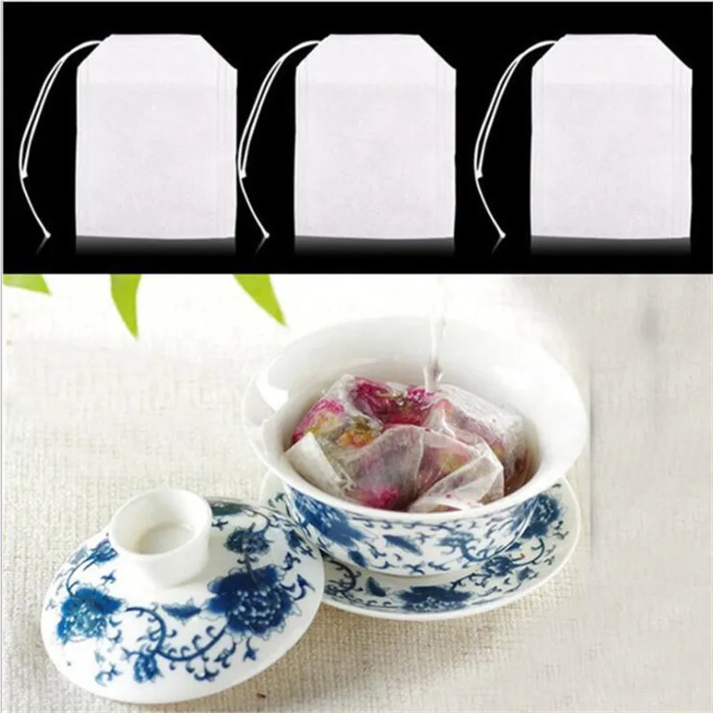 100Pcs/Lot Teabags 5.5 x 7CM Empty Scented Tea Bags With String Heal Seal Filter Paper for Herb Loose Tea Bolsas de te