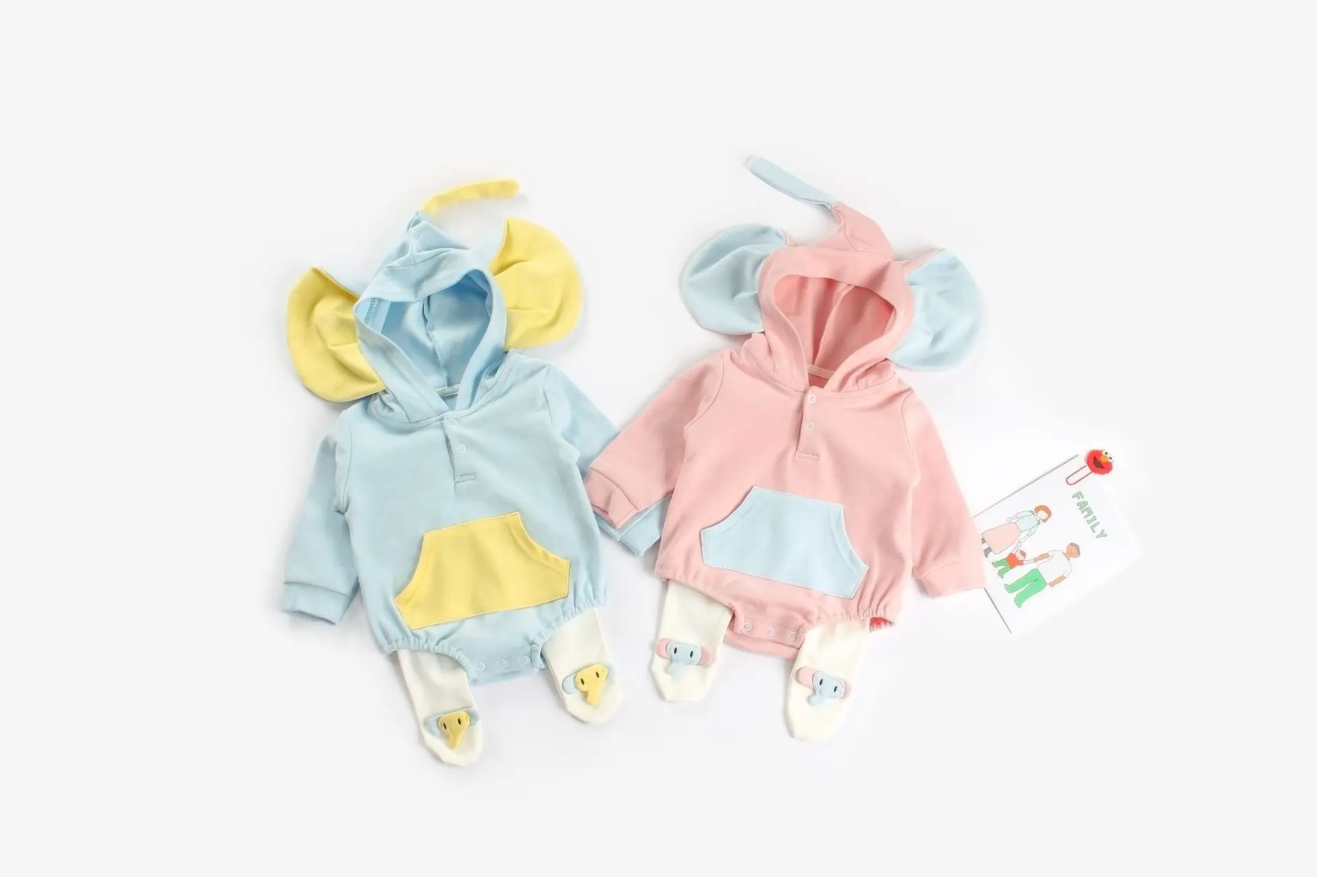 Новая осенняя одежда для маленьких девочек с рисунком слона, roupa infantil, корейские боди с длинными рукавами + леггинсы + шапка, Roupas De Bebe