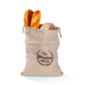 

NEW 4 pcs/set Linen Bread Bags Extra Large Natural Unbleached Bread Bags Reusable Drawstring Bag for Loaf Baker