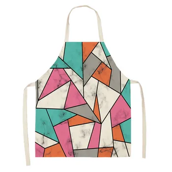 

Geometric Kitchen Apron Wave Triangle Marble Printed Sleeveless Cotton Linen Aprons for Men Women Home Cleaning Tools