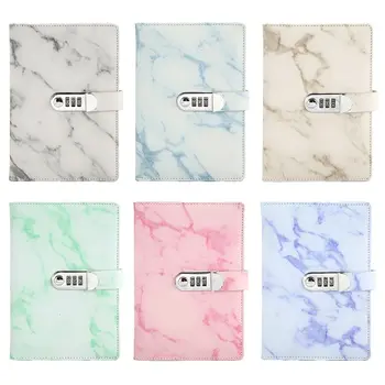 

A5 Marble Texture Notebook Password Lock Leather Agenda Diary Planner Notepad QX2B
