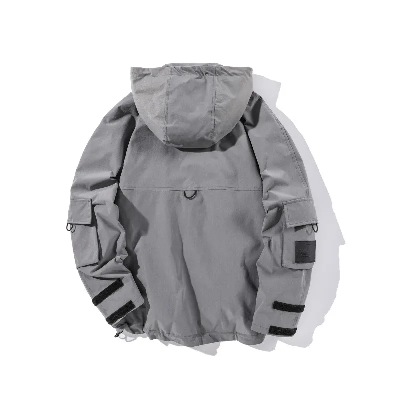 

City Where the Product 2019 Autumn New Style Origional Japanese-style Solid Color Men Multi-pockets Hooded Jacket Coat Fashion