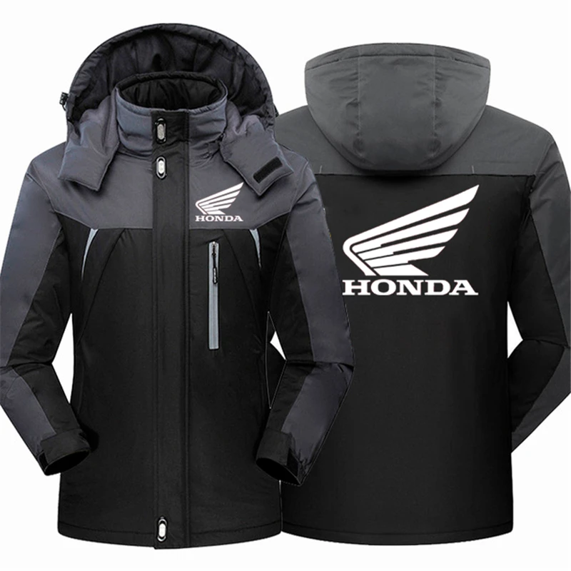 Chaqueta de pesca con estampado de ala Honda para hombre, ropa de lana cálida, impermeable, gruesa, con cremallera, prendas de vestir, invierno, - AliExpress