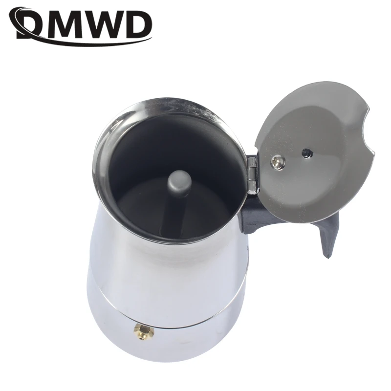 DMWD Hot Sale 2/4/6/9 Cups Stainless Steel Moka Espresso Latte Percolator Stove Top Coffee Maker Pot