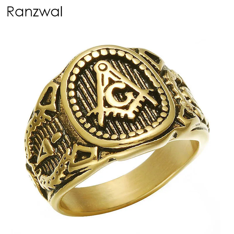 Ranzwal Freemasons Signet кольца из нержавеющей стали для мужчин масонский Мастер кольцо в