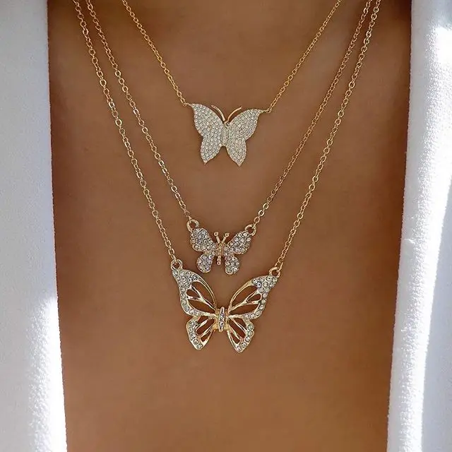 Papillon zircon cubique collier tour de cou en argent sterling 