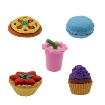 

5 Pieces Dessert Eraser Rubber Rub Durable Detachable Cake Dessert Pencil Child Student Stationery Gift School Supplies