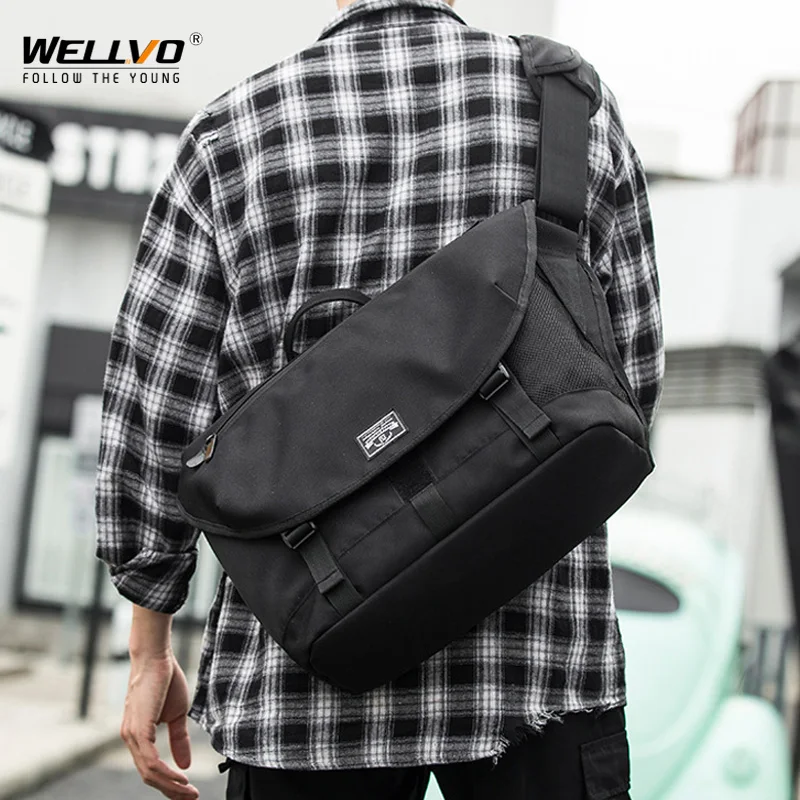 Bolso de negro para hombre y mujer, bandolera de hombro para motocicleta, informal, - AliExpress