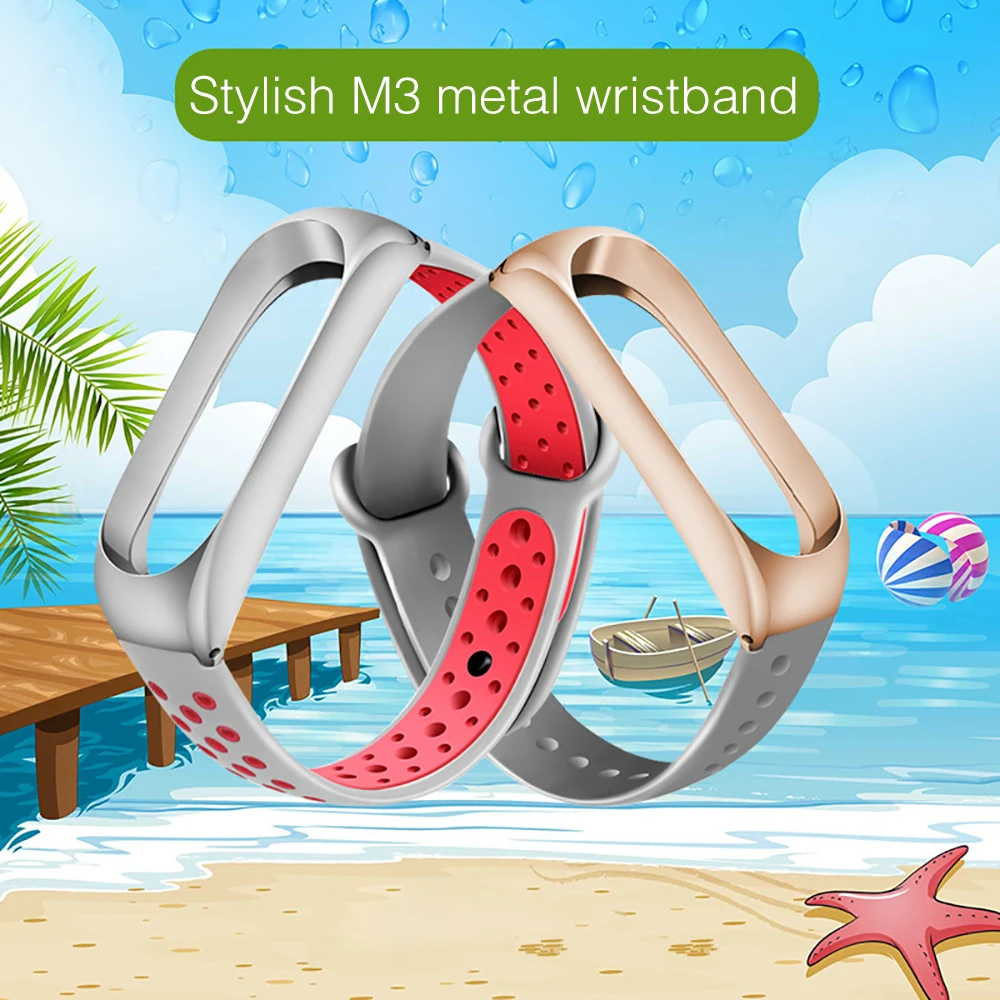 For Xiaomi Mi Band 3 Silicone Bracelet Watchband Metal Dual Color Replaceable Watch Strap 4 | Электроника