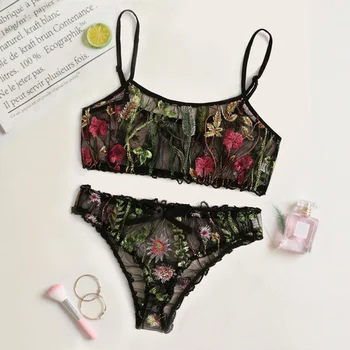 

Women's Bra Brief Set Sexy Lace Push Up Brief Sets Cup Flowers Young Lady Bow Bra Set Sexy Brassiere Underwear Set .