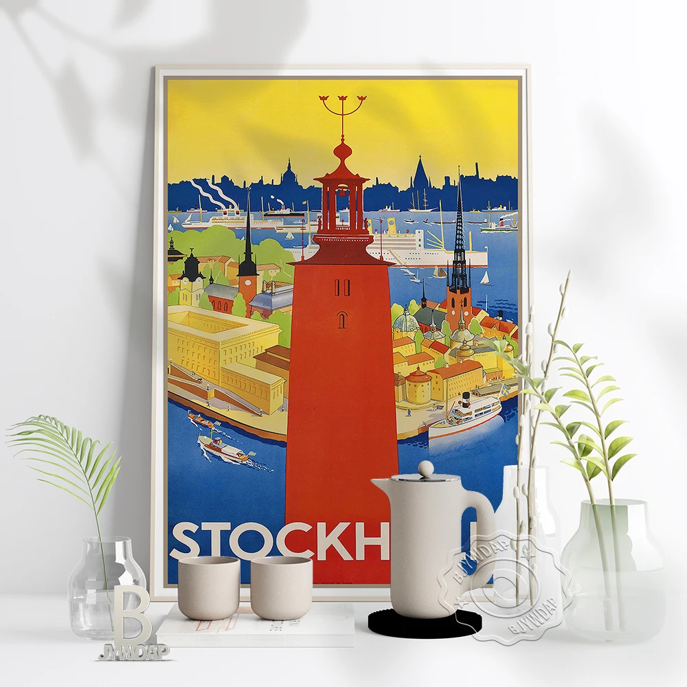 

Spanien Prints Poster, World Travel Sweden Europe Scenery Still Life Canvas Painting, Vintage Coast City Wall Sticker Home Decor