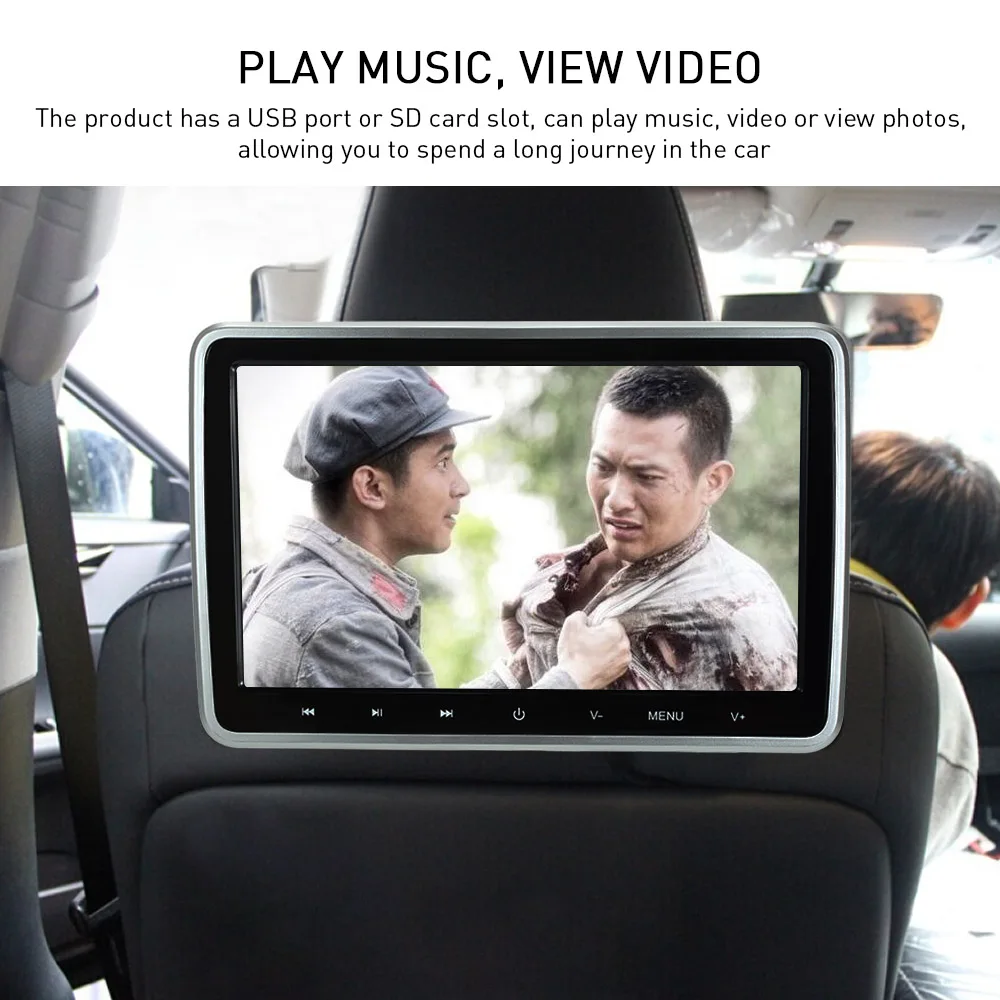 10," цифровой сенсорный экран планшет-стиль подголовник автомобиля dvd-плеер Plug and Play задняя система развлечений на сиденье Многоязычная