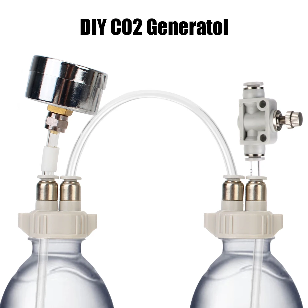 

Комплект системы генератора CO2 для аквариума, водная трава с устройством давления и потока воздуха, аквариумные принадлежности, DIY диффузор с клапаном CO2