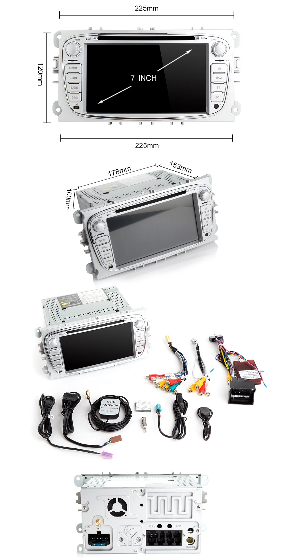 Excellent IPS DSP 8 Core 4G 64G 2 din Android 9 Car Radio For Ford Focus 2 3 mk2 Mondeo 4 Kuga Fiesta Transit Connect S-MAXC-MAX Multimedia GPS Navigation head unit Stereo Audio 19