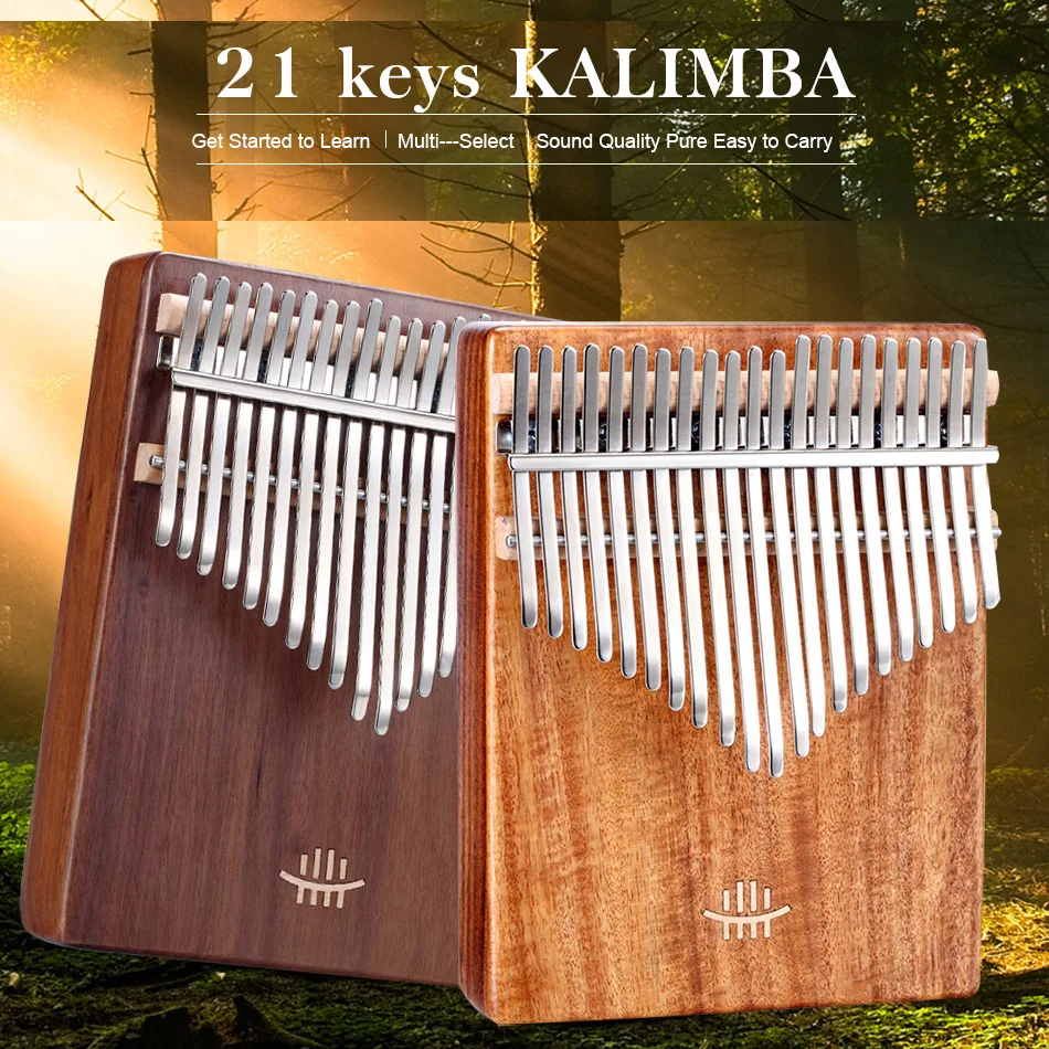 US $25.75 NEW Kalimba 2117 Key Black Walnut Curly Figure Keyboard Thumb Piano Chamfer Calimba Musical Instruments Kalimbas