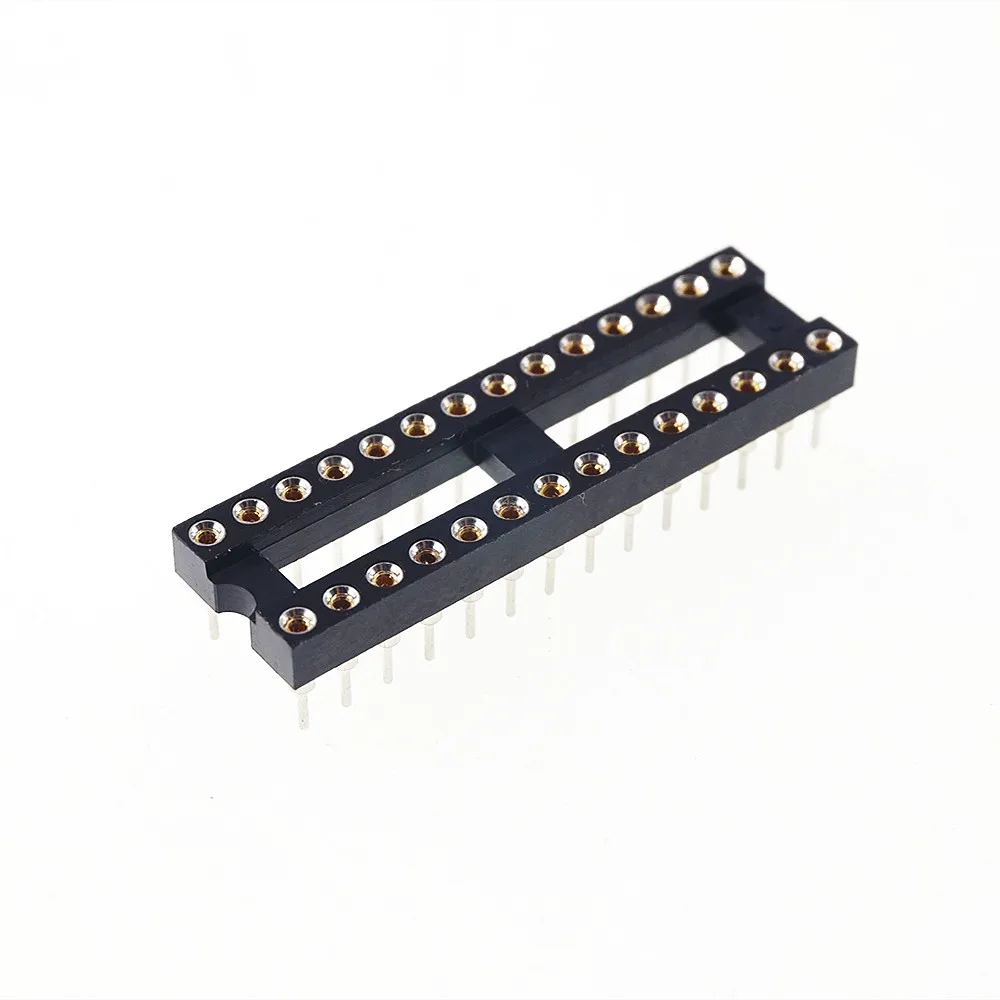 

500pcs 0.100" 2.54mm Pitch IC socket Narrow 28 Position 2x14 Pin machine Pin Row spacing 7.62mm plate DIP Through hole solder