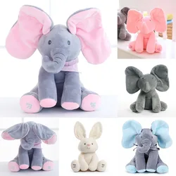 Robot éléphant animaux domestiques, jouets électriques, musique, bébé Animal cache cache chat, poupée apaisante, éléphant chien lapin, jouet en peluche pour enfants 