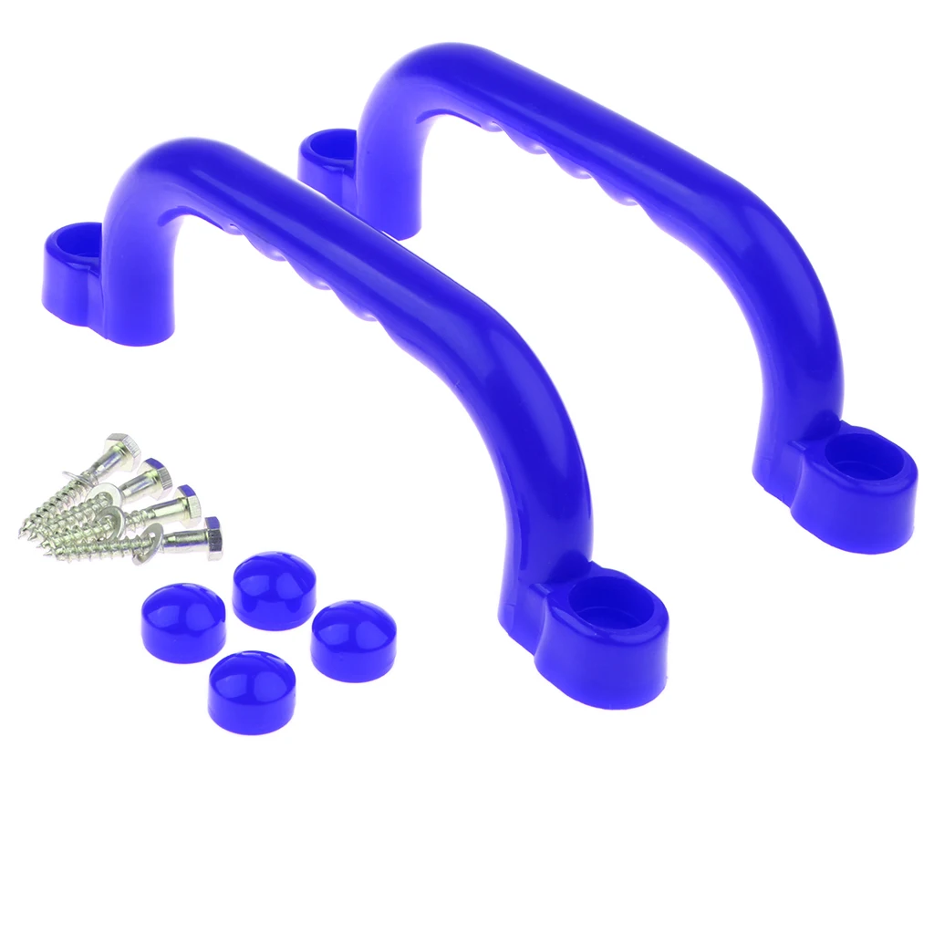 1 Pair Safety Nonslip Handle Mounting Hardware Screw Kits Playset Kids Garden Park Gymnastics Toy Blue