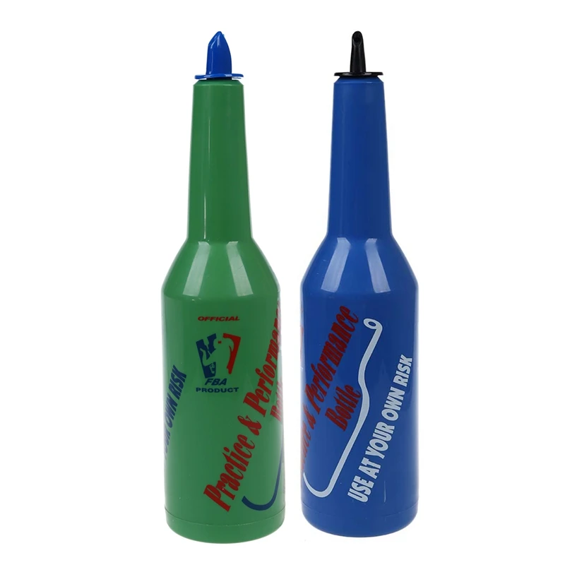 2 Pcs Flair Bartender Bartending Practice Bar Pub Bottle Wine Cocktail Shaker - Green & Blue