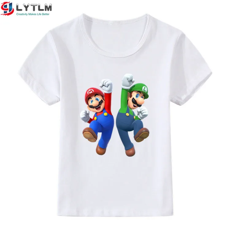 LYTLM Супер Марио рубашки дети мультфильм футболки футболка аниме Марио Bros футболка Moletom женское Inverno дети топы для девочек - Цвет: DX White
