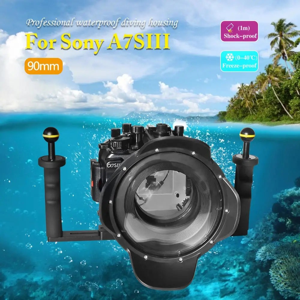 Seafrogs 수중 카메라 다이빙 하우징, 알루미늄 합금 트레이, 플래시 스트로브 돔 포트, A7SIII 다이빙 장비