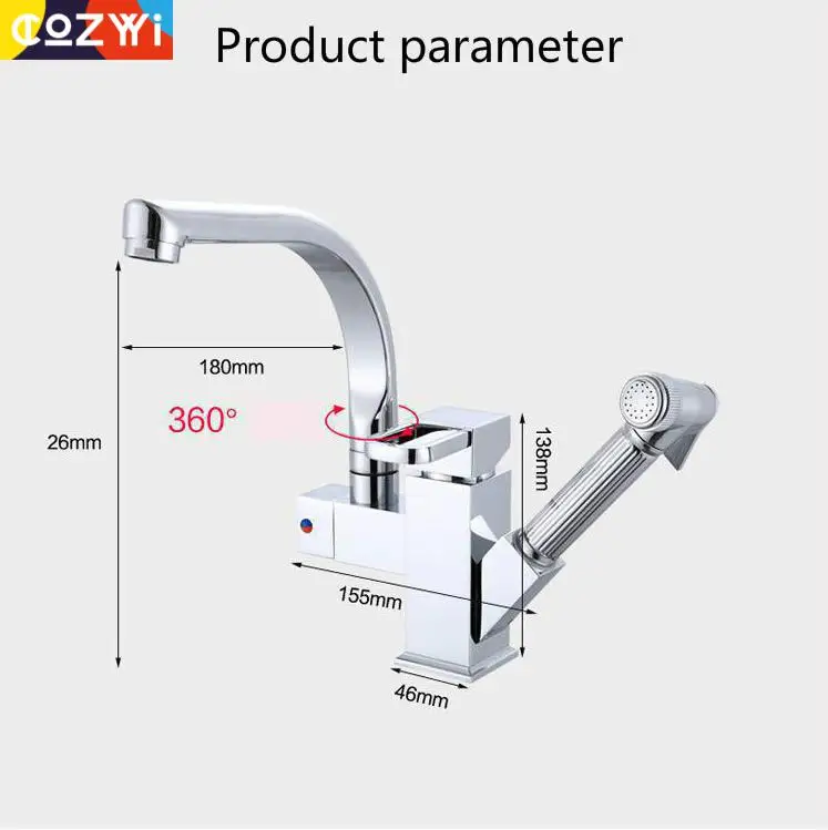 360 Rotatable Kitchen Faucets 2 Sprayers Torneira Cozinha Spout Rotation Brass Body Pull Out Sink Taps Kitchen Faucet