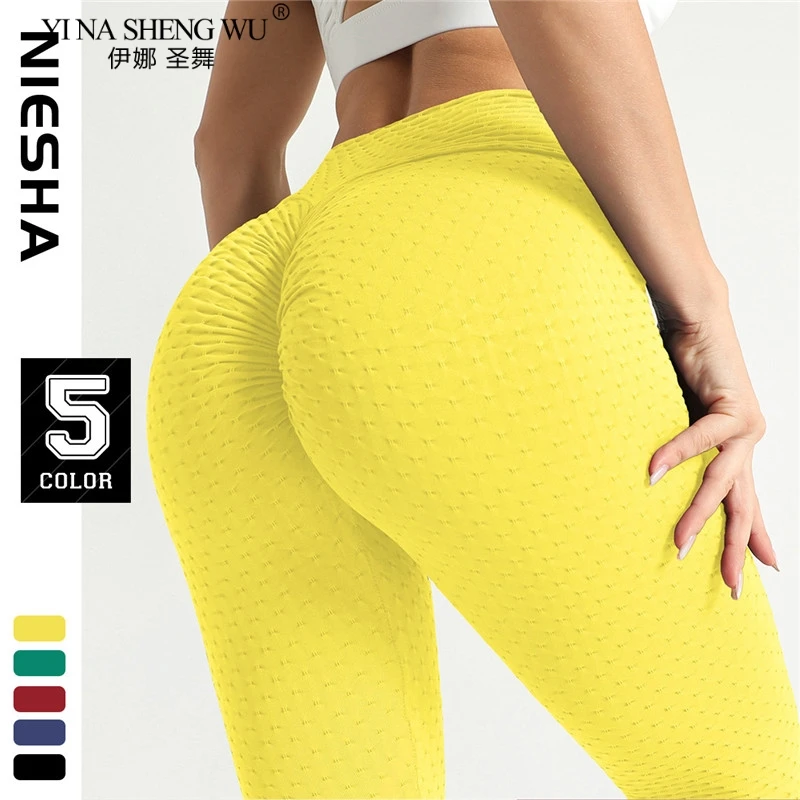

Sexy Yoga Pants Fitness Sports Leggings Jacquard Sports Leggings Female Running Elastic Trousers High Waist Yoga Sports Pants