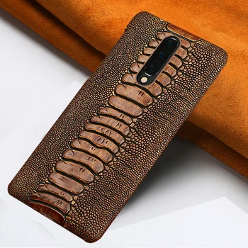 

Genuine Leather Cowhide ostrich feet phone case For One plus 7 7T 7 pro 6 6T 5 5T Luxury anti-fall Cover For One plus 7 T pro