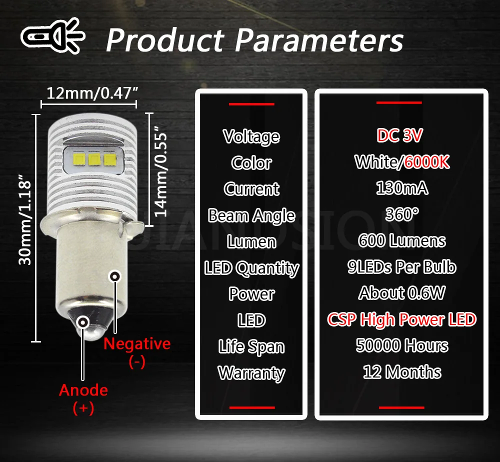 3V DC 4 5 V 6 24V P13.5S PR2 CSP 1616 чипы 9smd светодиодный фонарик для внутреннего велосипеда