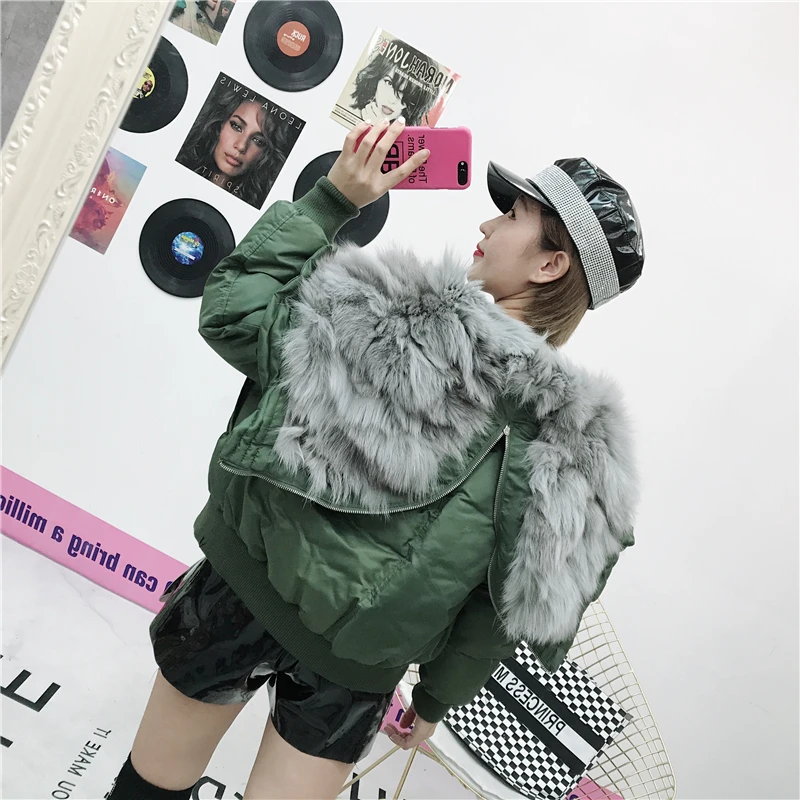 Новинка, зимняя куртка-парка Авиатор с мехом лисы, короткая женская куртка с хлопковой подкладкой на молнии