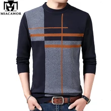 MIACAWOR зимний мужской свитер в стиле пэчворк, Повседневный пуловер, мужские теплые шерстяные свитера, Мужская модная одежда размера плюс 4XL Y181
