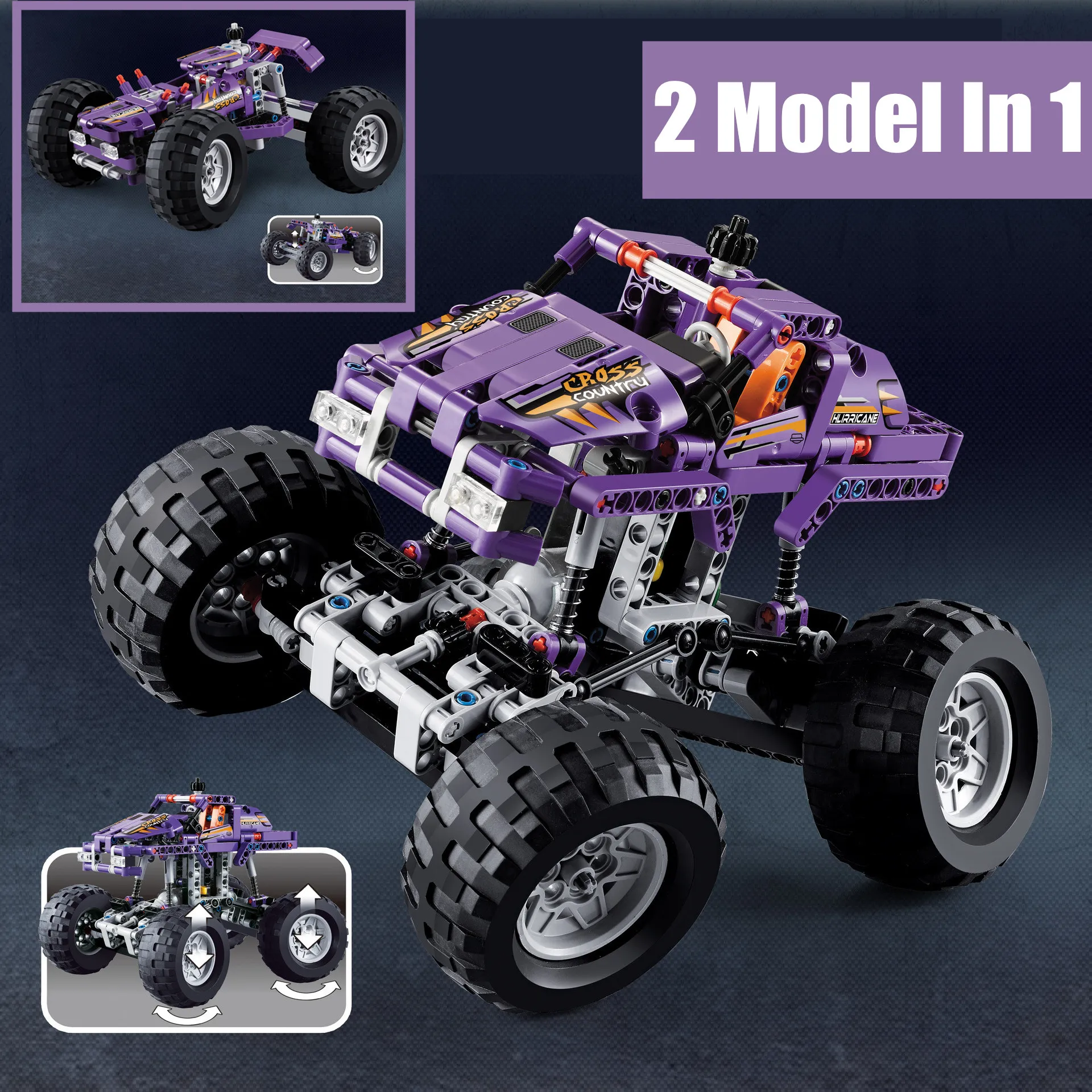 Новинка 329 шт. 2 в 1 Bigfoot Monster Racing внедорожник джип грузовик подходит техника