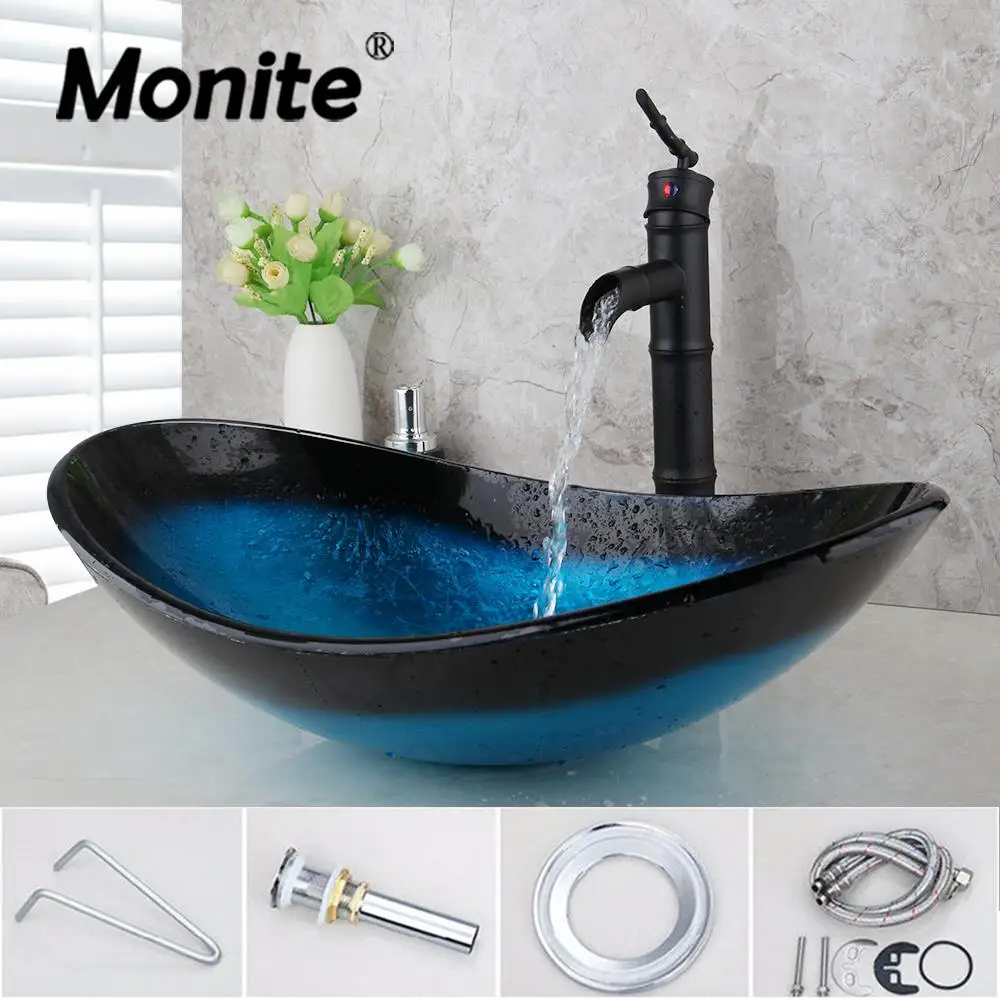 Details about   Glass Bathroom Basin Sink Cloakroom Bowl with Tap & Plug Options 32cm Diameter 