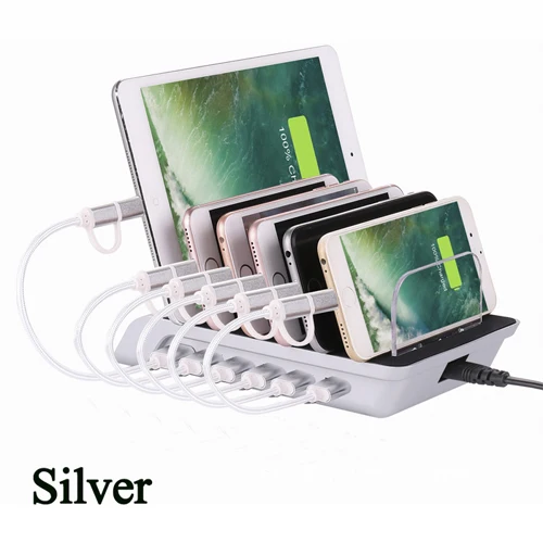 6 Ports (Sliver) Мульти зарядное устройство для быстрой зарядки USB зарядное устройство 6 портов док-станция Подставка держатель для планшета Смарт-часы Airpods зарядное устройство - Цвет: 6 Ports (Sliver)