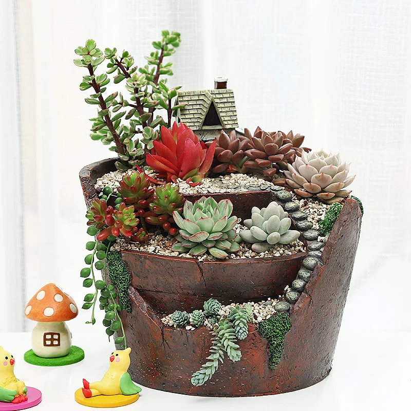

Creative Kind Succulent Flowerpot Balcony Office Decorative Flower Pot Resin Material Craft Ornaments Large Size Succulent Basin