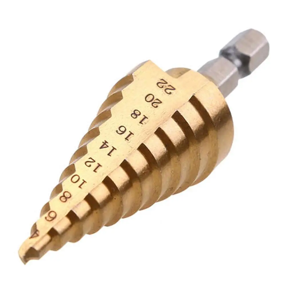 4-22mm High Drill Bit Tool Drill Step Titanium Speed Coated Steel Cone Hole Cutter Hex drill bit herramientas para carpinteria