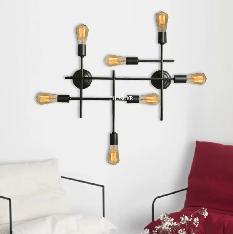 European style simple 7 head wall lamp iron art branch corridor study hotel personalized lighting | Лампы и освещение