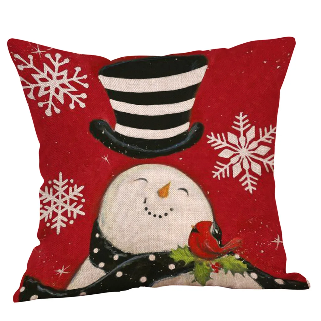 Pillowcase 4pc Merry Christmas Pillow Cases Cotton Linen Sofa Cushion Cover Home Decor Pillow Cover Poszewka Na Poduszki#20