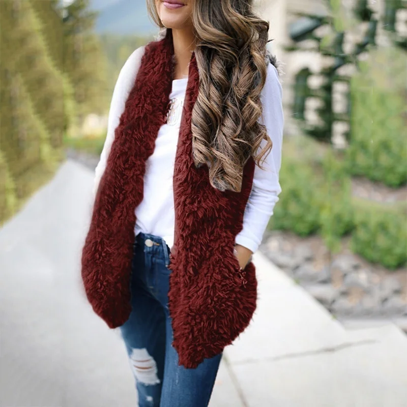 2020 Fashion Plus New Fashion Faux Fur Coat Women Faux Fur Vest for Women Sleeveless Cardigan Women Sleeveless Jacket  Vest