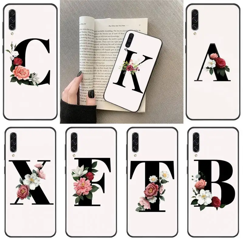 

English Name Letters Flower Phone Case For Samsung Galaxy J2 J4 J5 J6 J7 J8 2016 2017 2018 Prime Pro plus Neo duo