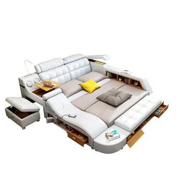 

Fancy modern style bedroom sets with massage and speaker Smart massage tatami double bed