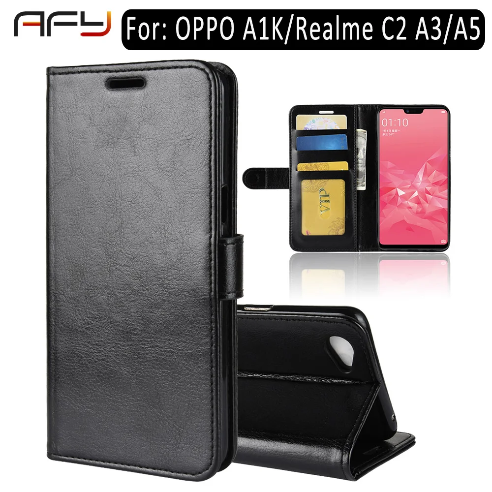 Чехол из искусственной кожи для OPPO A1K/Realme C2 A3 A5 чехол Магнитный Флип-кошелек