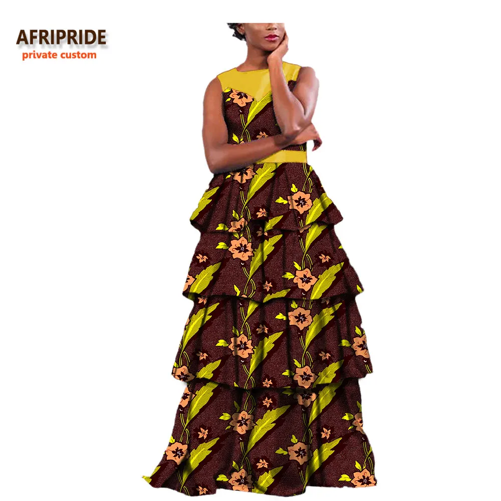 Африканское винтажное женское вечернее платье AFRIPRIDE, индивидуальное платье без рукавов с круглым вырезом, 4 слоя, длина до пола, плиссированное вечернее платье A722589