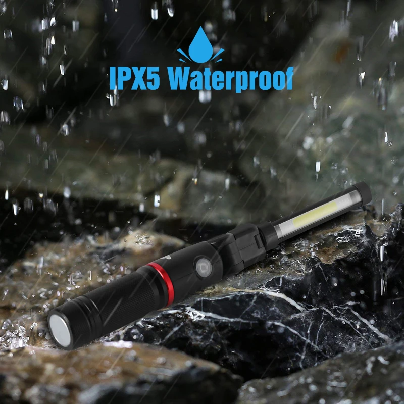 LED Rechargeable Work Light Foldable with Magnetic Base 270&deg; Rotate Waterproof 4 Modes