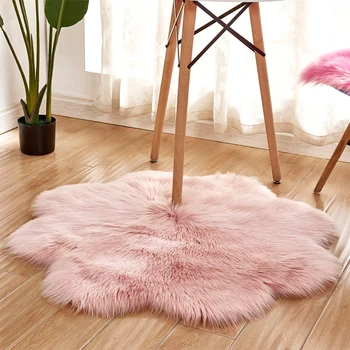 

1pc Antiskid Soft Faux Fur Wool Carpet Indoor Sheepskin Rug Modern Carpet Mat Blue White Pink Gray Living Room 30x30cm