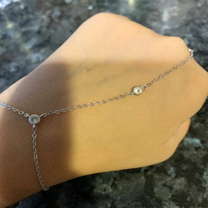 fashion silver color finger to wrist Bracelet For Women Wedding Jewerly Link Chain charms delicate Bangles Top Quality 2021